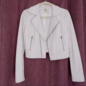 White Leather Cropped Jacket L’agence